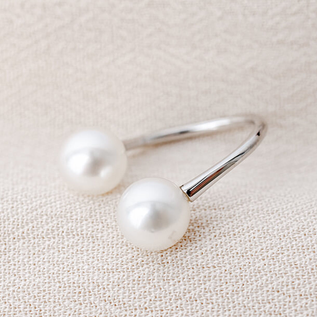 White Gold Double Pearl Ring