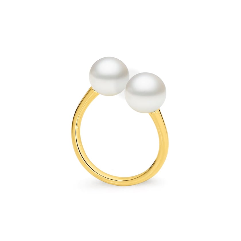 DOUBLE PEARL RING 9K YG