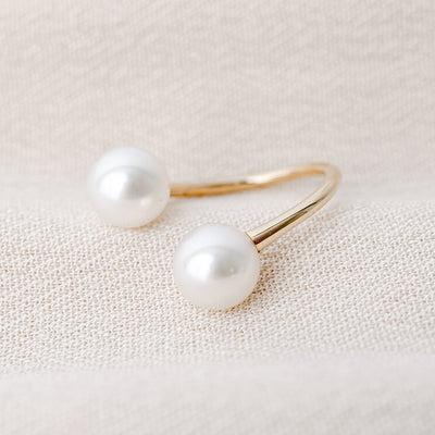 Yellow Gold Double Pearl Ring