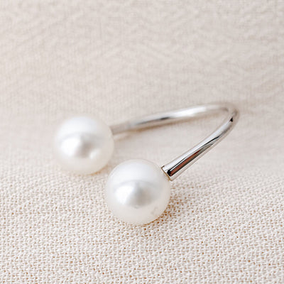 White Gold Double Pearl Ring