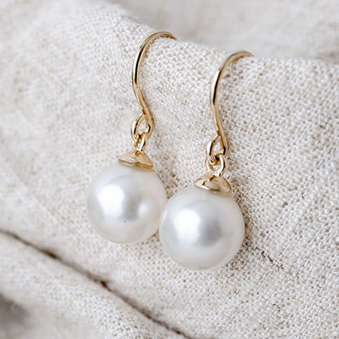 Gold Articulated Pearl Earrings
