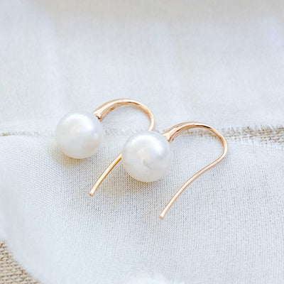 Rose Gold Pearl Hook Earrings