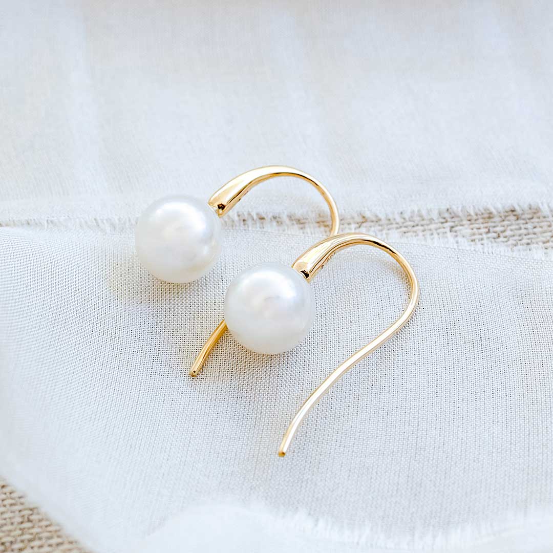Gold Hook Pearl Earrings